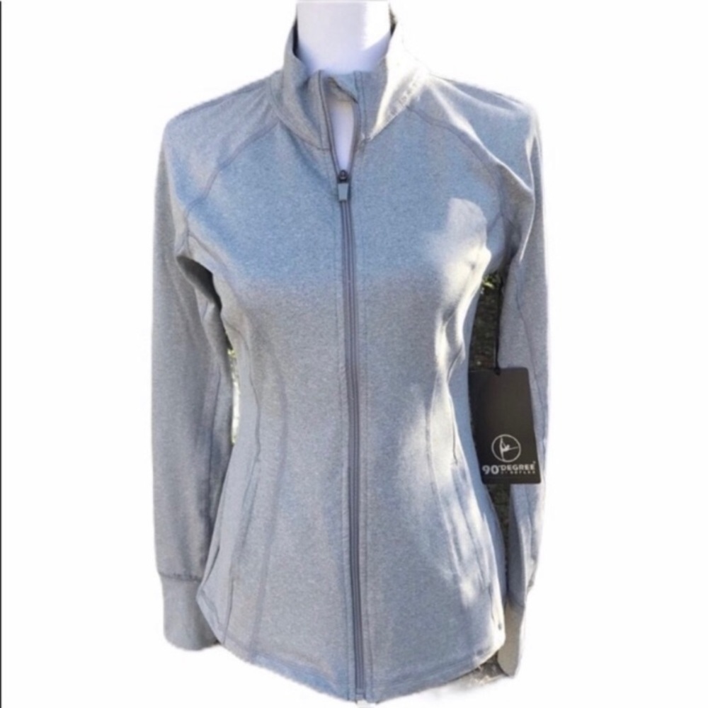 90 Degree by Reflex  Gray Performance Zip Up Jacket Size Medium